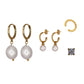 ATHENA PEARL HOOP EARRING STACK SET GOLD