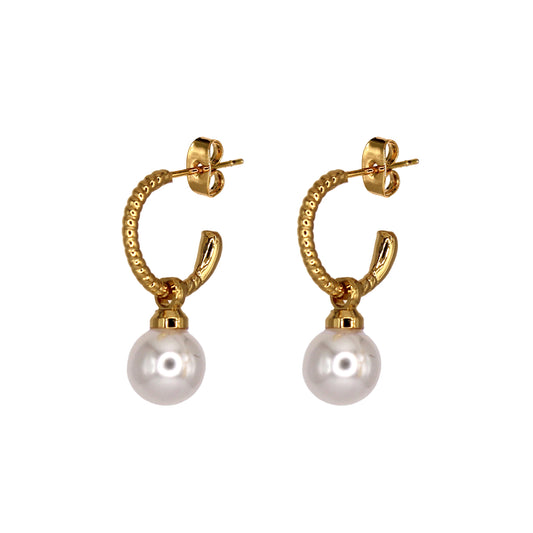 LULU MINI PEARL HOOP EARRINGS GOLD