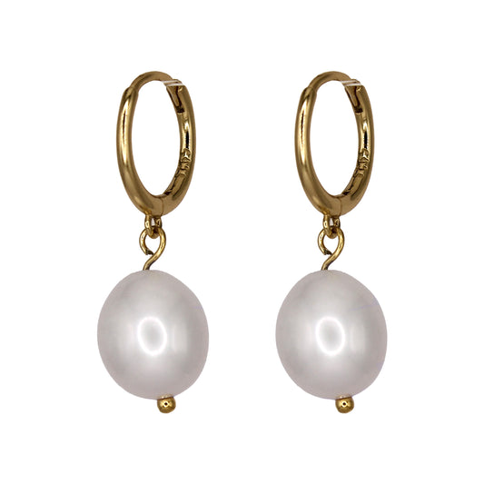 MAE PEARL HOOP EARRINGS GOLD