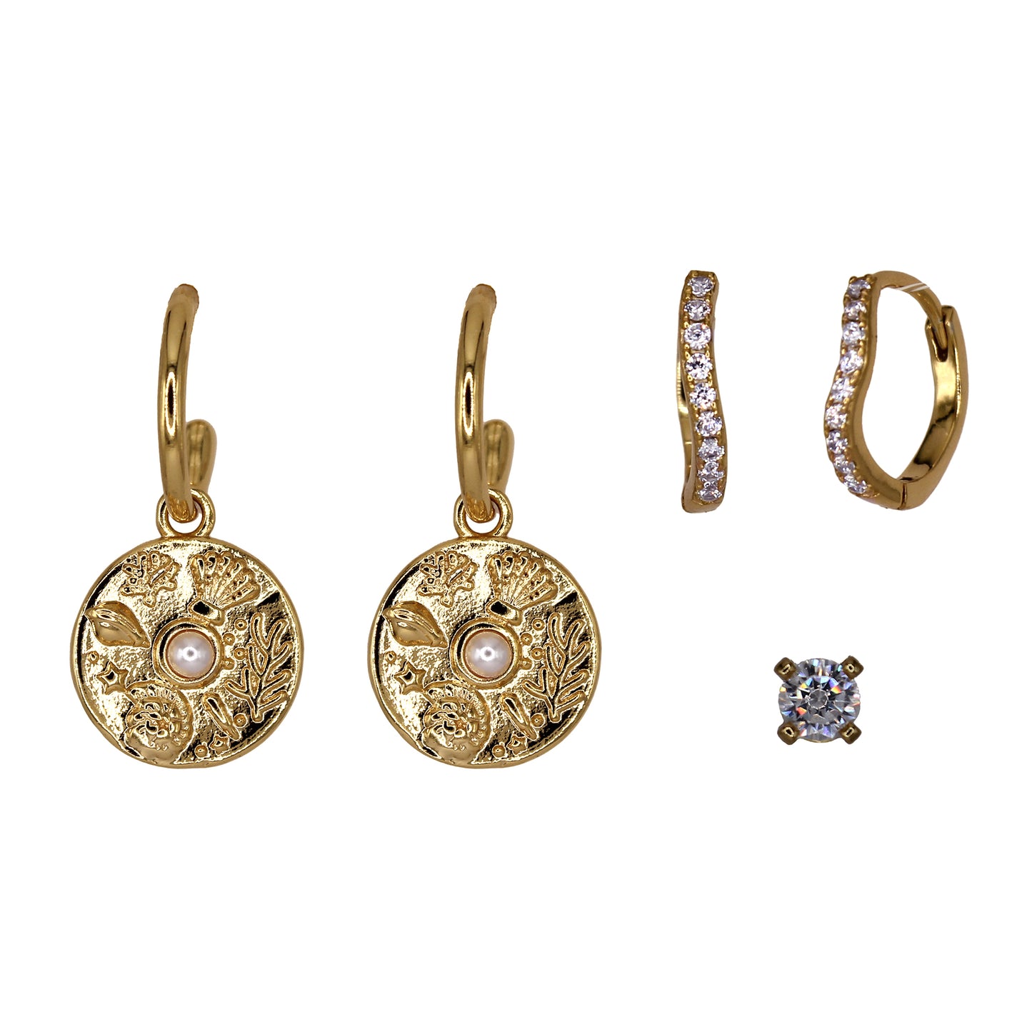 SIREN EARRING STACK SET GOLD