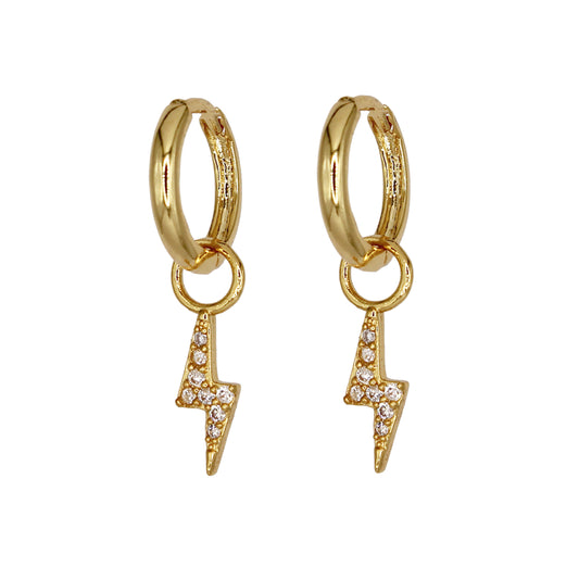 BOWIE CHARM HOOP EARRINGS GOLD