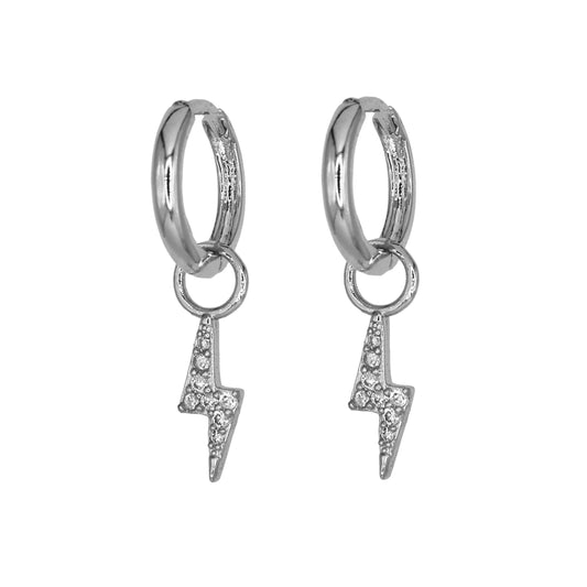 BOWIE CHARM HOOP EARRINGS SILVER