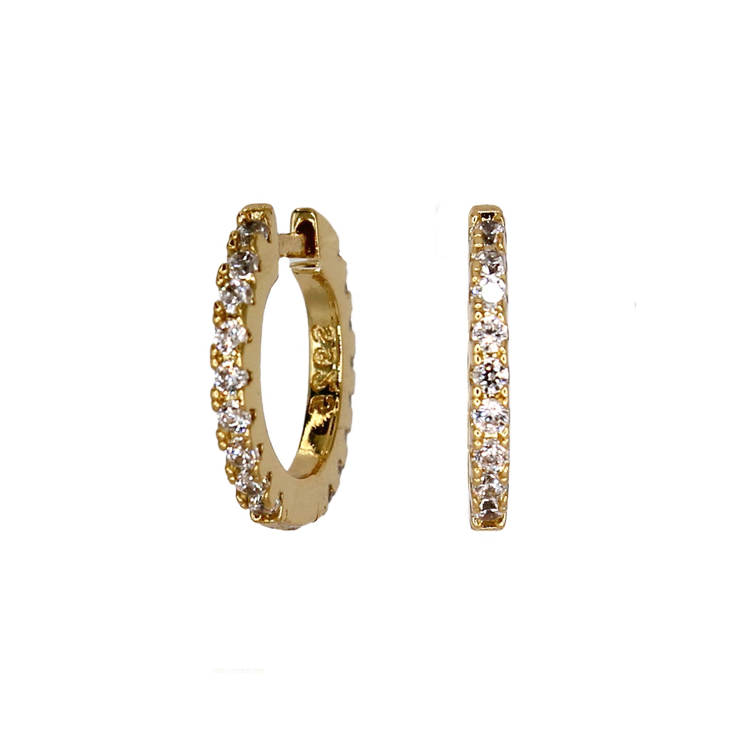 CLASSIC CRYSTAL HUGGIE HOOP EARRINGS GOLD