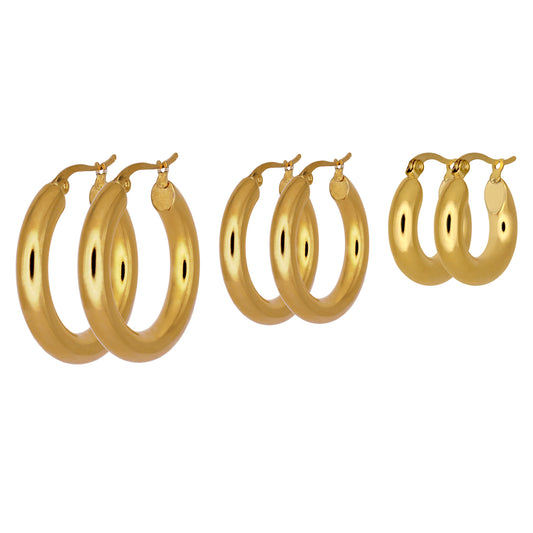 HAILEY HOOP EARRING STACK SET GOLD