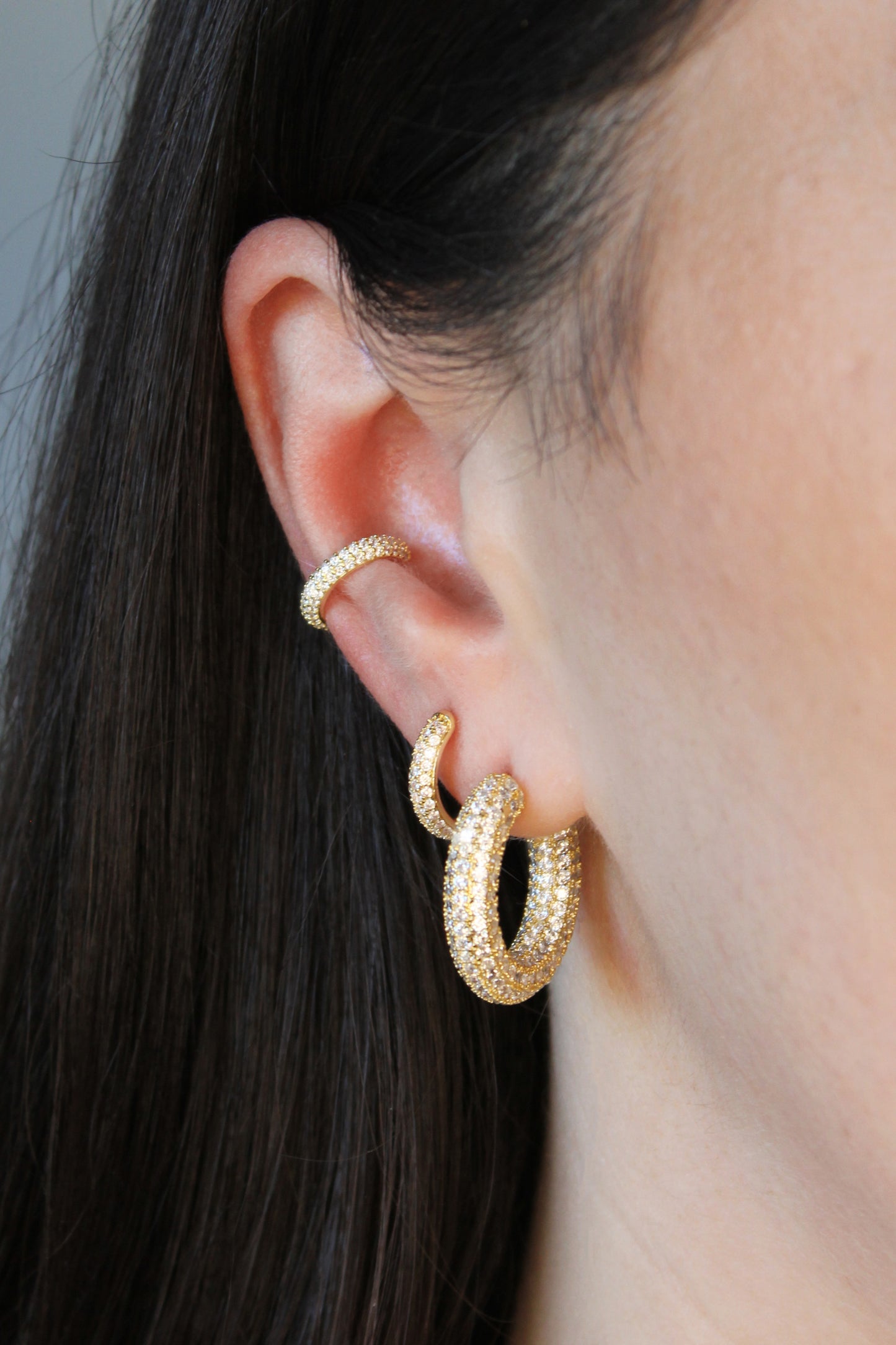 MIMI PAVÉ EARRING STACK SET IN GOLD