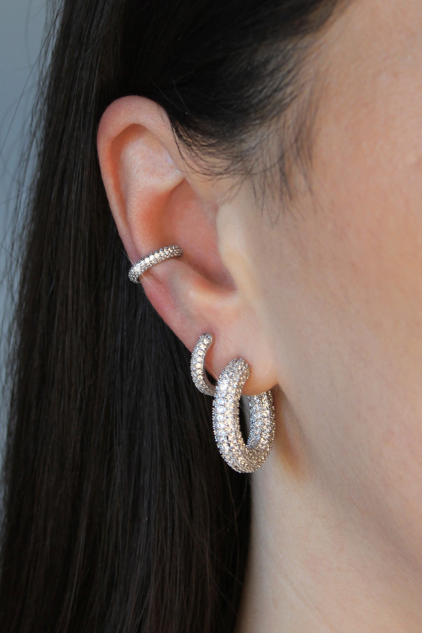 MIMI PAVÉ EARRING STACK SET IN SILVER