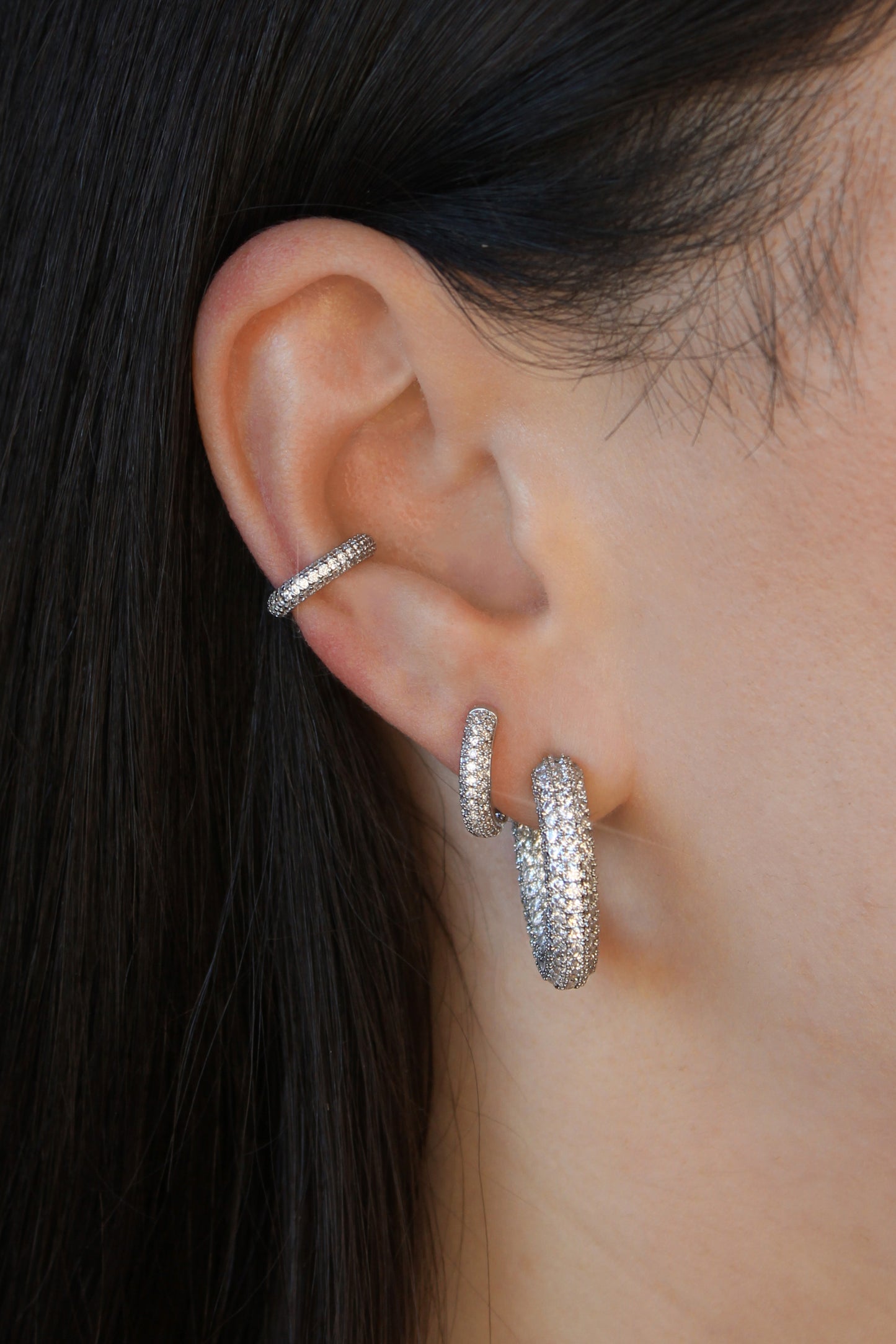 MIMI PAVÉ EARRING STACK SET IN SILVER