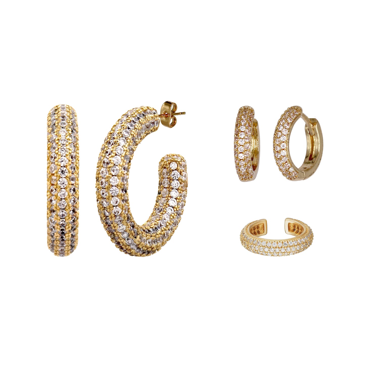 MIMI PAVÉ EARRING STACK SET IN GOLD